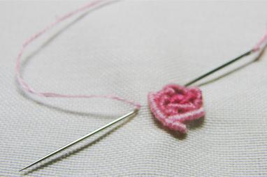 Embroidered rose petals