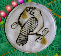 Blackwork partridge Christmas coaster pattern