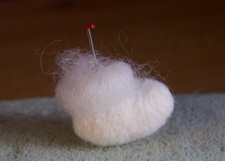 adding wool to the head of the bunny