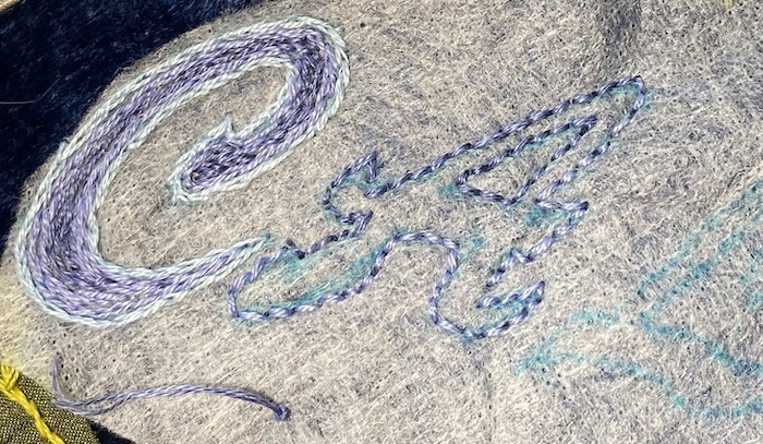 Backstitched letter A Backstitched letter A