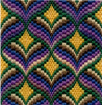 Stitching bargello embroidery on Aida cloth 