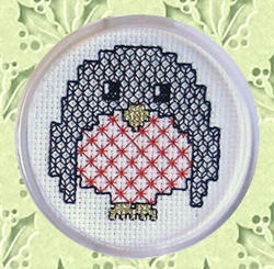 Blackwork robin Christmas embroidery pattern