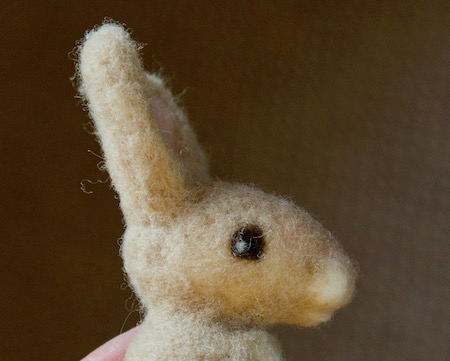 creating woollen eyes for your bunny