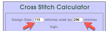 Cross stitch calculator - changing fabric count changes project size
