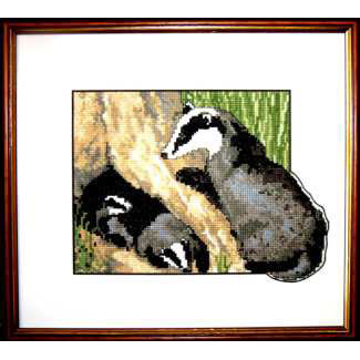 Cross Stich Badger Family