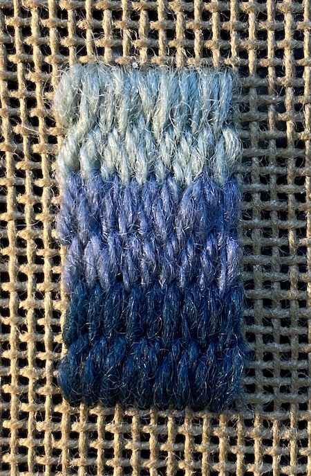 encroaching gobelin worked in three shades of blue wool encroaching gobelin worked in three shades of blue wool