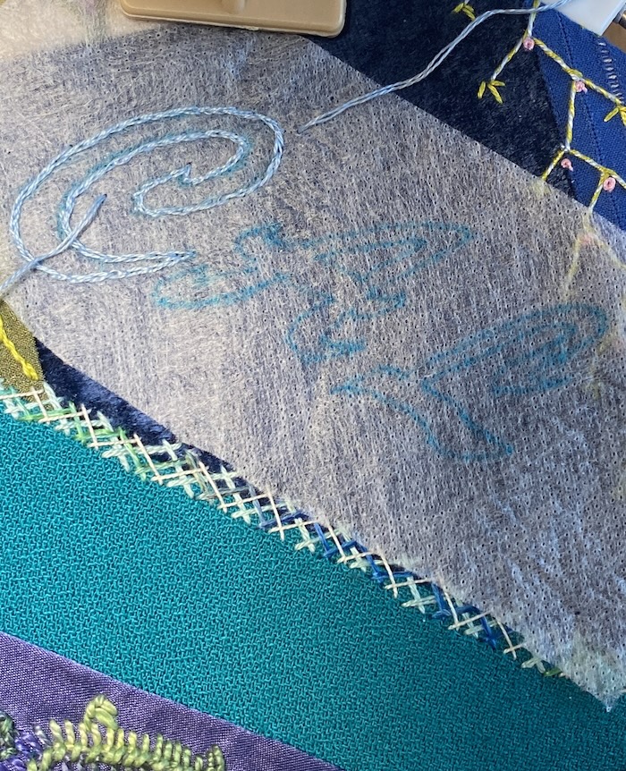 First round of split stitch completed First round of split stitch completed