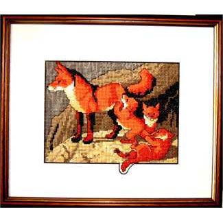 Cross Stitch Fox Family