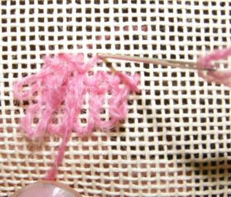 Working additional rows of velvet stitch Working additional rows of velvet stitch