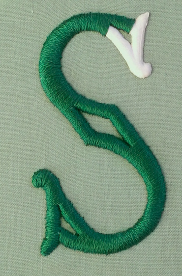 Finishing the satin stitch letter Finishing the satin stitch letter