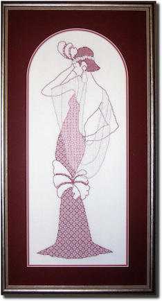 Pearl art deco blackwork figure
