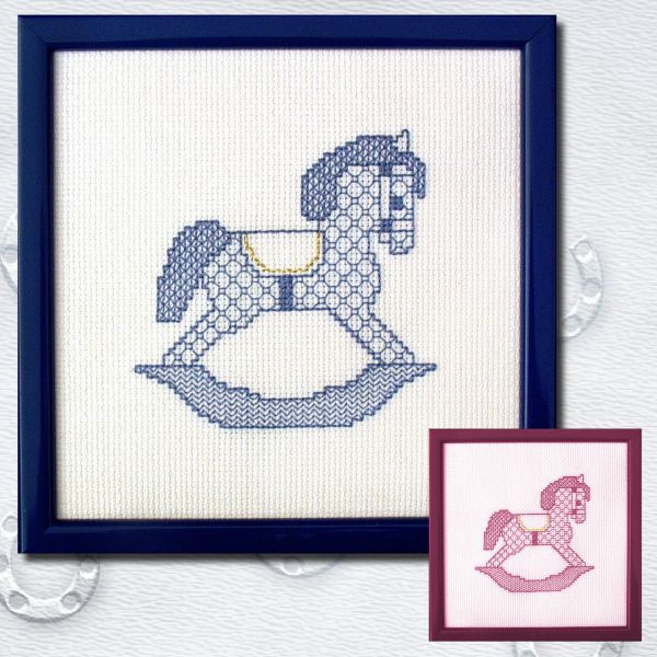 Blackwork Rocking Horse embroidery chart