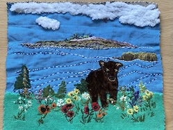 a slow stitching project depicting a scottish highlands holiday