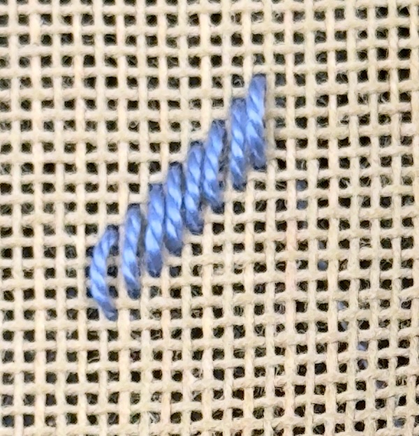 Straight gobelin stitched worked on the diagonal