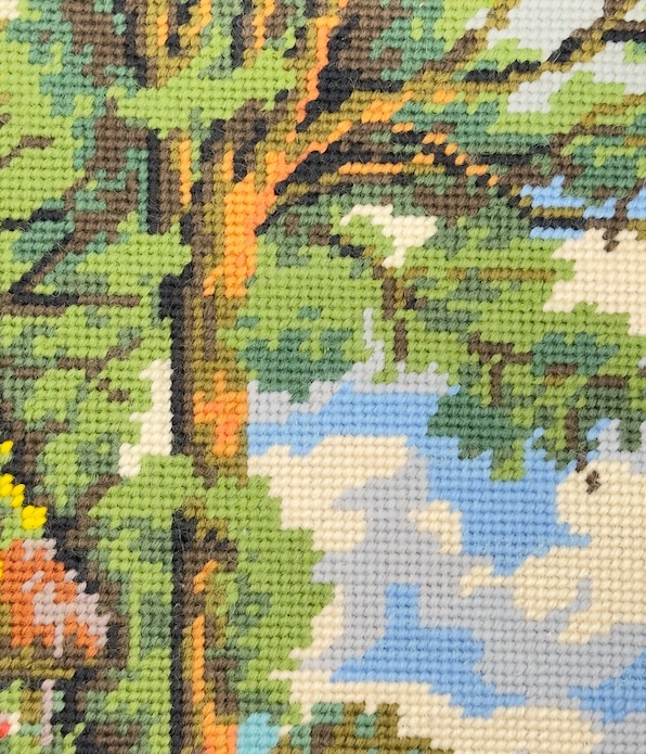 A tree worked in tent stitch A tree worked in tent stitch