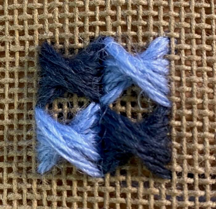 two coloured rhodes stitch part 1