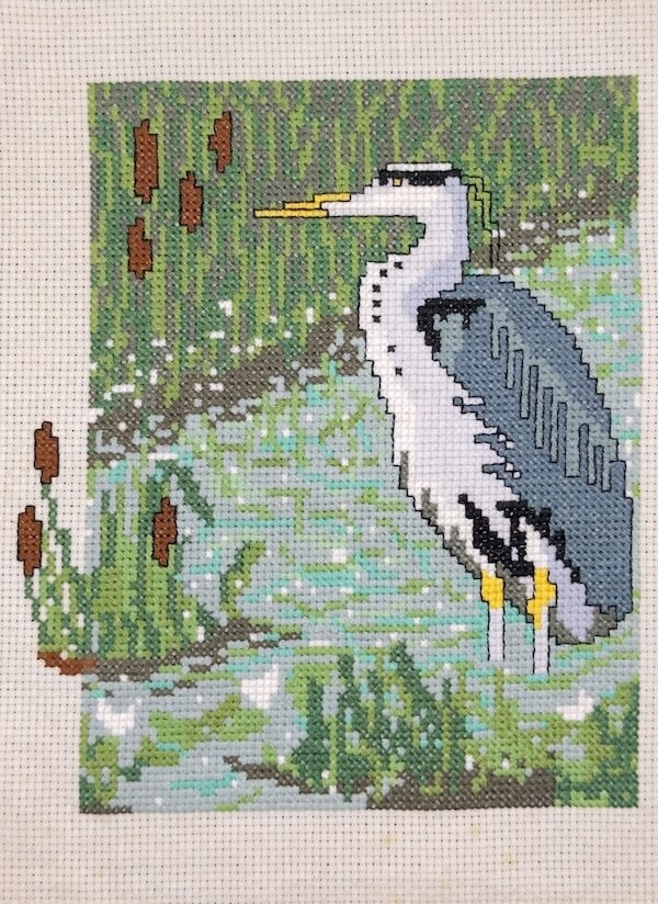 washed cross stitch project