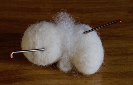 Attaching the bunny's head to the body