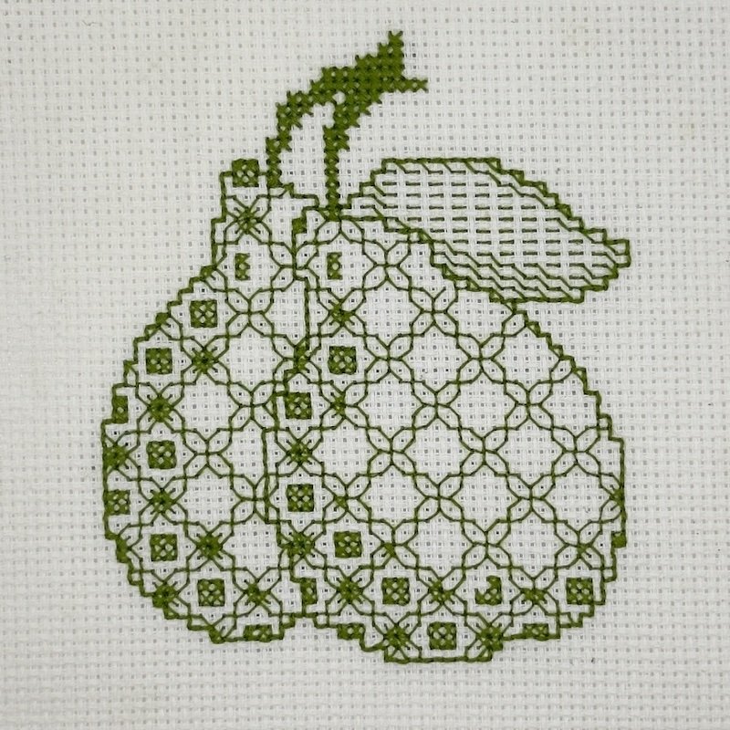 Blackwork pears shading pattern