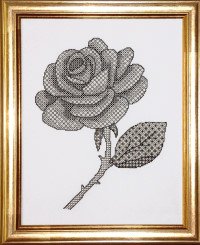 A single blackwork rose design by Carol Leather