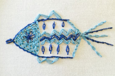 Chain stitch fish embroidery project