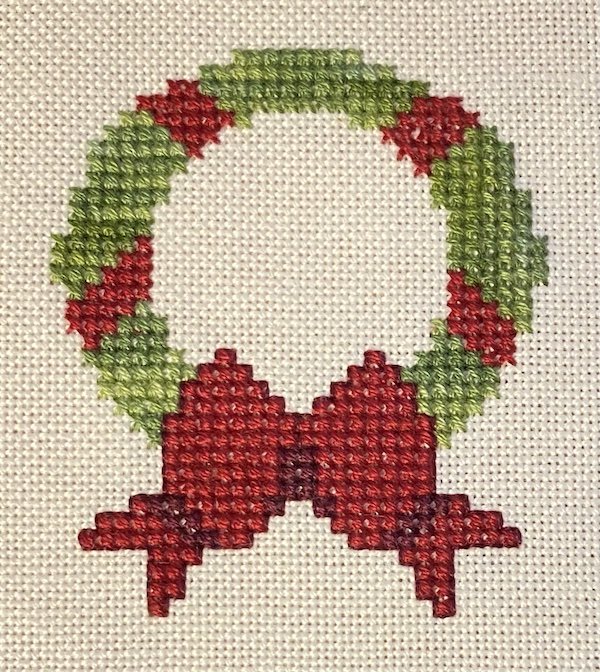 Cross stitch Christmas wreath design