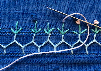 Stitching a colonial knot - step 1