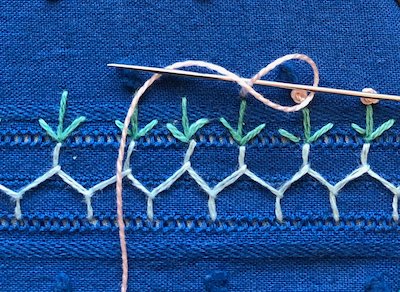 Stitching a colonial knot - step 2