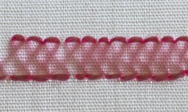 Closed herringbone stitch showing shadow embroidery effect