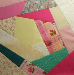 The completed crazy quilt block showing all patches in place