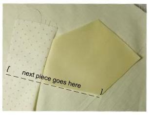 Photo showing where the next fabric piece will go