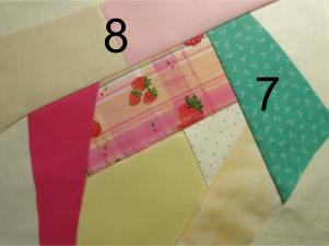 Adding further patches to the block using pieced strips