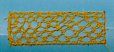 The completed pea stitch rectangle for the trumpet