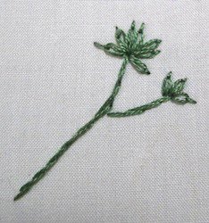 Detached chain stitch leaflets showing teardrop-shaped leaves