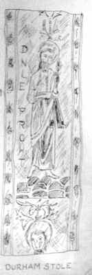 A drawing of the Durham Stole, one of the oldest surviving examples of English embroidery