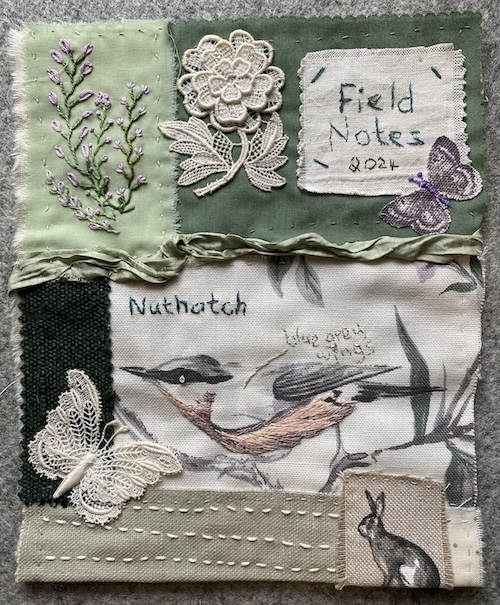My first slow stitch piece — a Field Notes cover