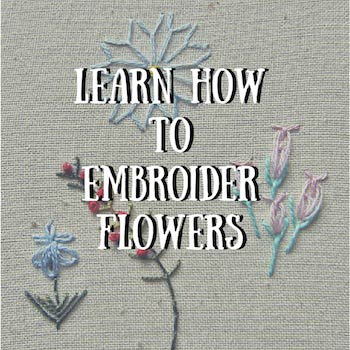 Embroidered flowers on fabric
