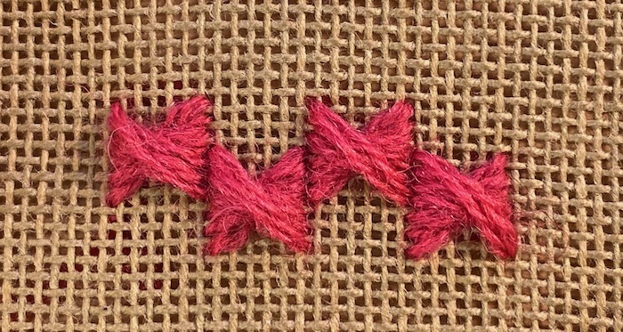 Half Rhodes stitch with staggered starting points