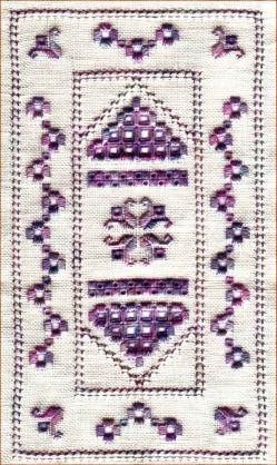 Daisy Chains hardanger design with daisy chain motifs and four-sided border
