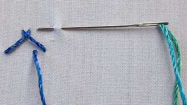 Herringbone stitch step 3 — continuing the rhythm