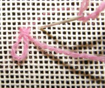 Beginning the second velvet stitch