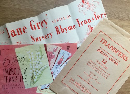 Vintage iron-on embroidery transfers from my grandmother's stash