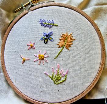 Flower samples stitched using lazy daisy stitch