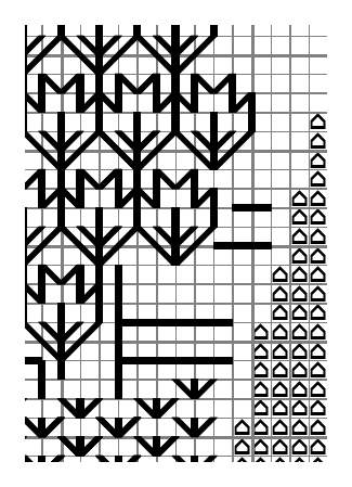 Chart snippet for ‘Mischief in the Air’ blackwork pattern