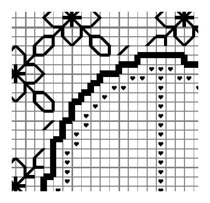 Chart snippet for ‘Mischief in the Making’ blackwork pattern