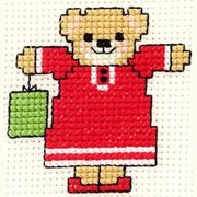 Mrs Claus Teddy, a stitched mini Christmas cross stitch design