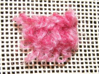 The completed sample of velvet stitch before trimming