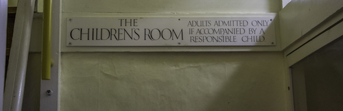 No adults sign on a door at Wallington