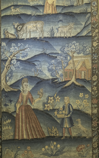 Second petit point screen panel based on engravings by Wenceslaus Hollar