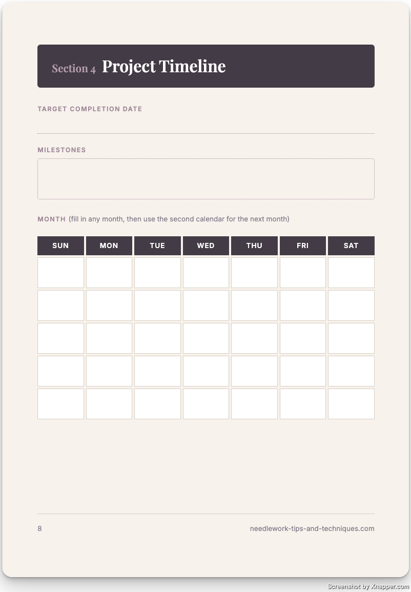 Project Timeline with monthly calendar